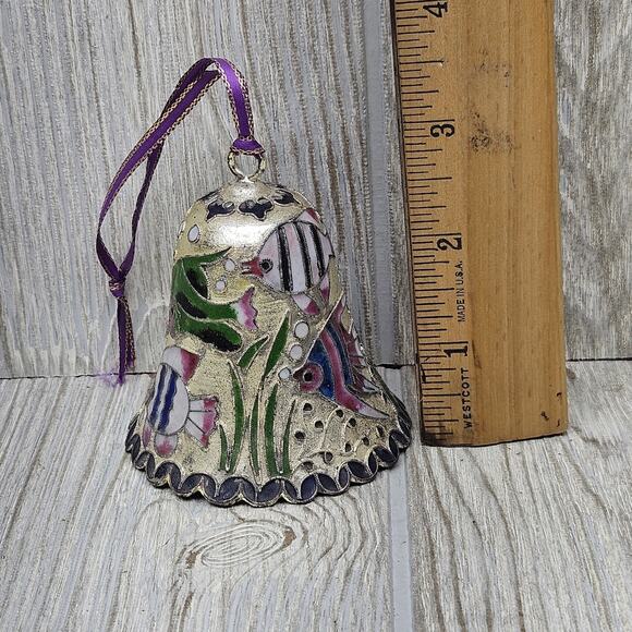 Vintage‎ Cloisonné Enamel Bell Ornament Tropical Fish Ocean Theme Hanging Decor - Picture 9 of 9
